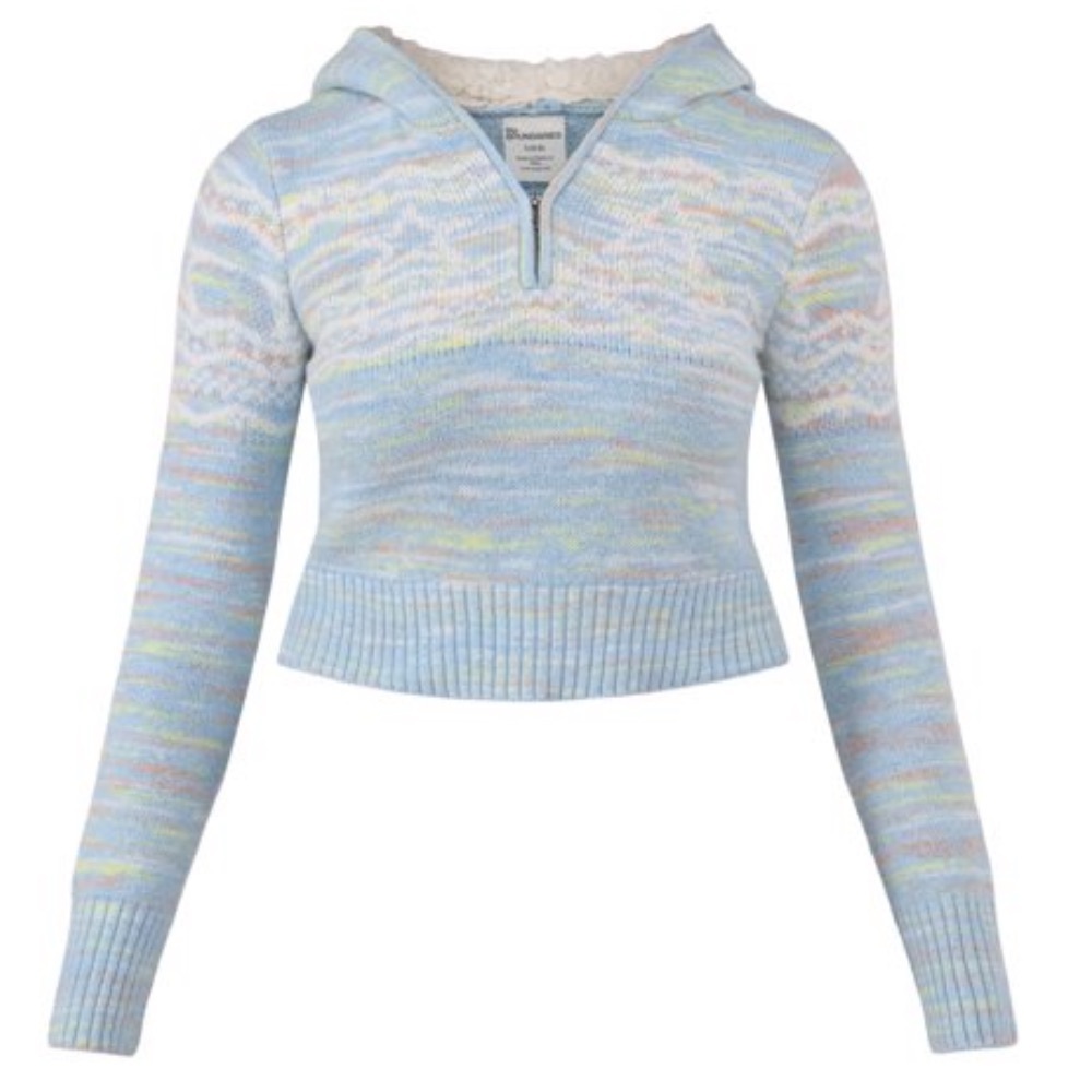No Boundaries Women's Pastel Blue Marled Scoopneck Sweater